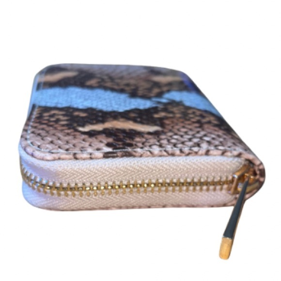a. new day faux snakeskin print embossed zip around wallet, gold-tone hardware - Picture 2 of 8